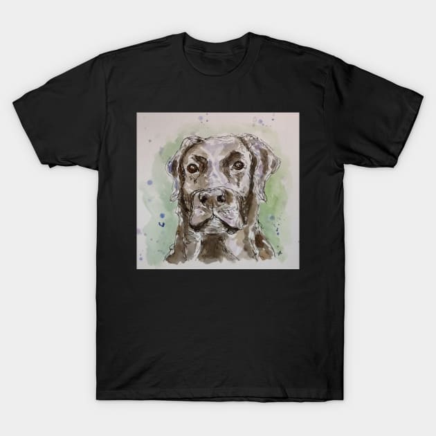 Black Labrador line art. T-Shirt by DebTheZeb